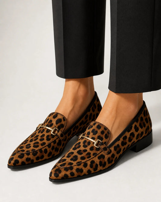 Mocassins femme léopard pointus à mors — image du produit 1