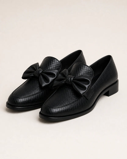 Mocassins femme noirs à nœud et petit talon — image du produit 9