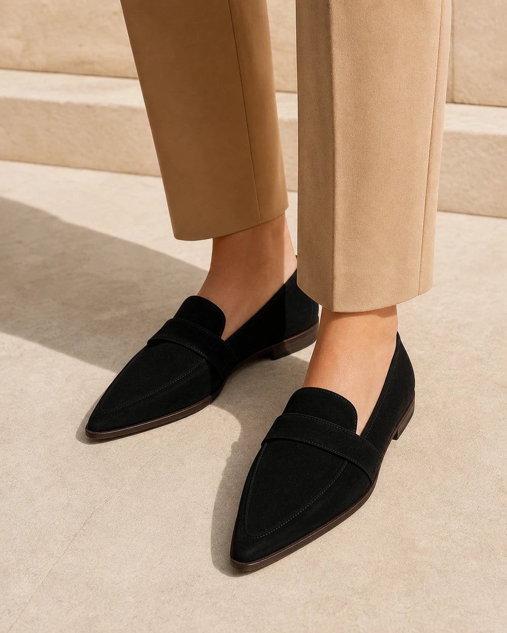 Mocassins femme noirs pointus à bride penny — image du produit 2