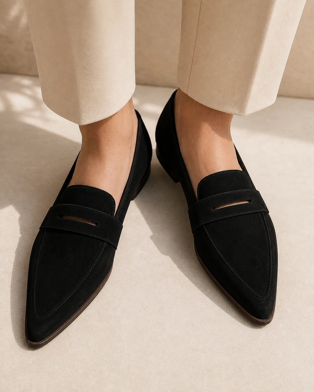 Mocassins femme noirs pointus à bride penny — image du produit 5
