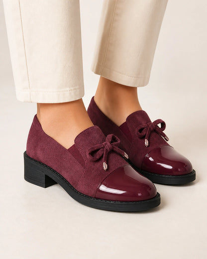 Mocassins femme noirs à bout verni et nœud — image du produit 10