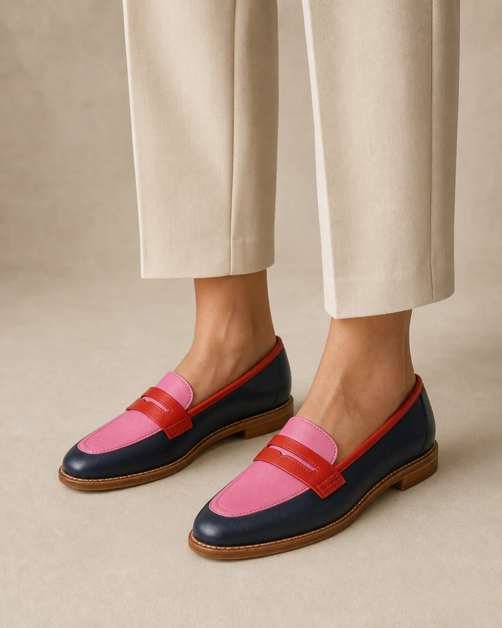 Mocassins femme noirs et roses à bride penny — image du produit 8
