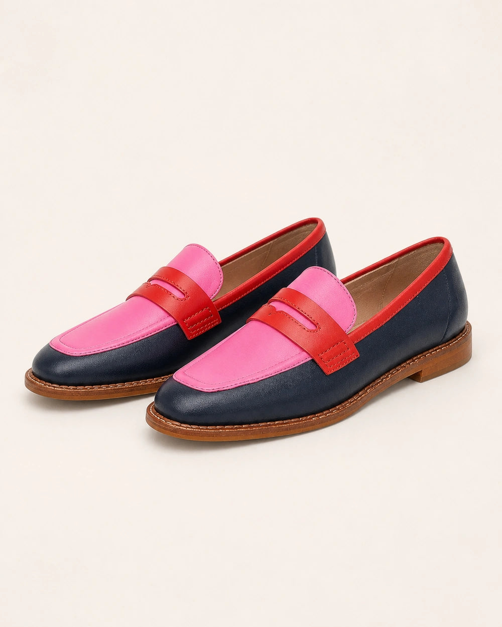 Mocassins femme noirs et roses à bride penny — image du produit 9