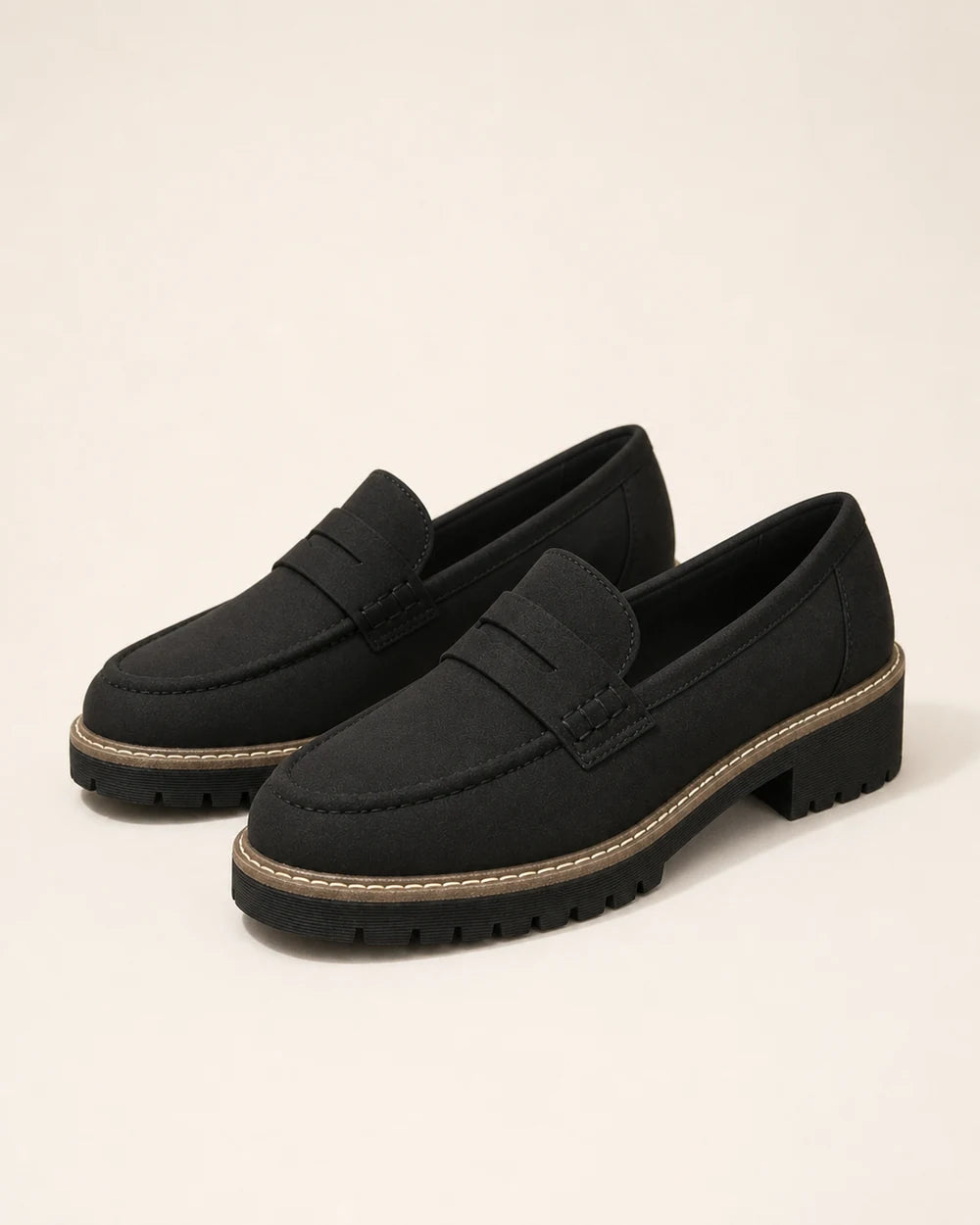 Mocassins femme noirs à semelle crantée épaisse — image du produit 9