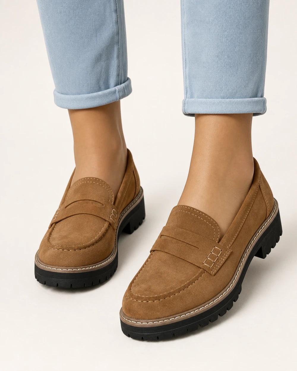 Mocassins femme noirs à semelle crantée épaisse — image du produit 12