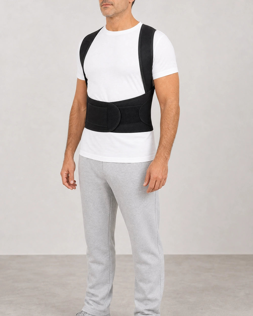 Correcteur de posture avec ceinture lombaire réglable et bretelles croisées – Fermeture frontale