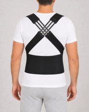 Correcteur de posture avec ceinture lombaire réglable et bretelles croisées – Fermeture frontale
