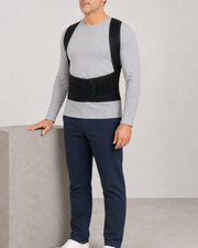 Correcteur de posture avec ceinture lombaire réglable et bretelles croisées – Fermeture frontale