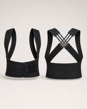 Correcteur de posture avec ceinture lombaire réglable et bretelles croisées – Fermeture frontale