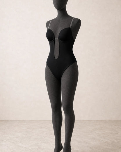 Women's Backless Plunge Bodysuit — full silhouette
