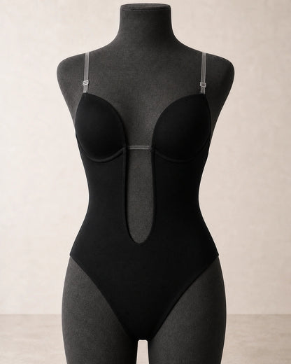Women's Backless Plunge Bodysuit — technical side view
