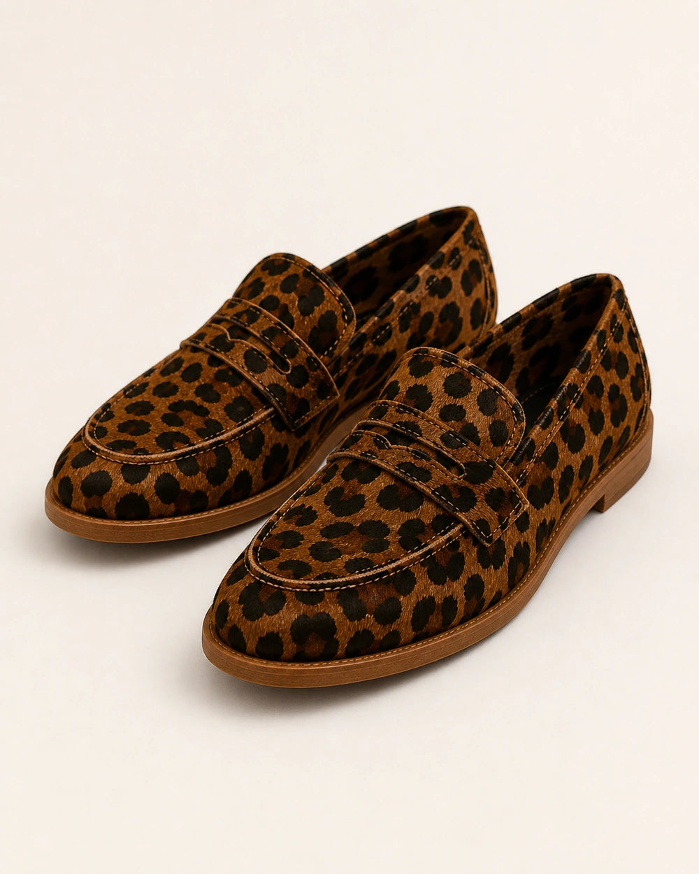 Women's brown leopard penny loafers, 02 gallery view. — momount-elaine-leopard-penny-loafers-02.webp