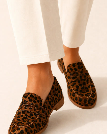 Women's brown leopard penny loafers, 06 gallery view. — momount-elaine-leopard-penny-loafers-06.webp