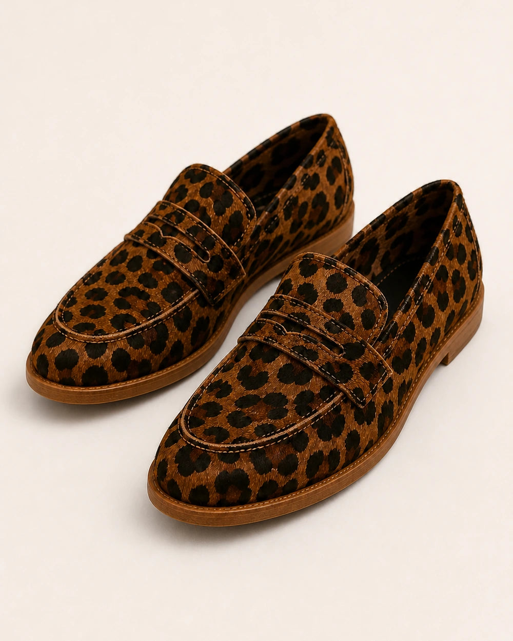 Women's brown leopard penny loafers, 08 gallery view. — momount-elaine-leopard-penny-loafers-08.webp