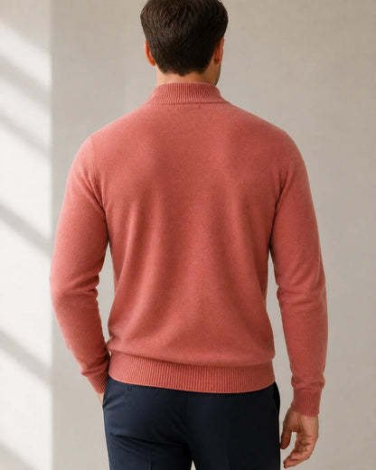momount men quarter zip sweater pink 04 back