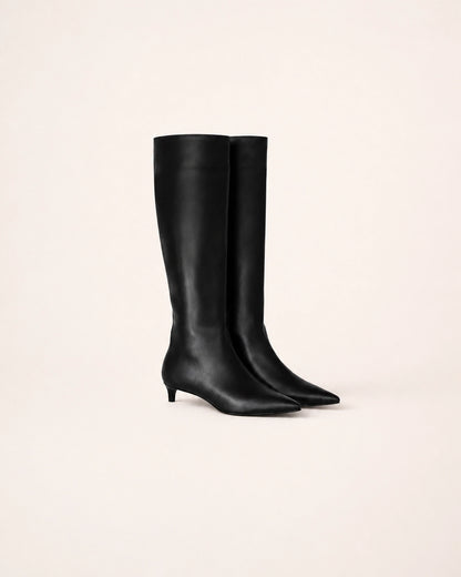 Momount Women Isabelle Knee-High Boots, black, product only.