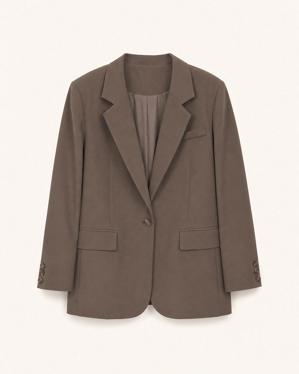 Momount women's oversized coffee brown blazer, product-only view.
