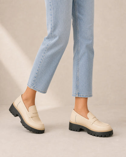 PLATFORM-LOAFERS-QUALITY-REMAKE-2026-07-22 — momount-women-platform-loafers-lug-sole-penny-strap-beige-06-walking-view.webp