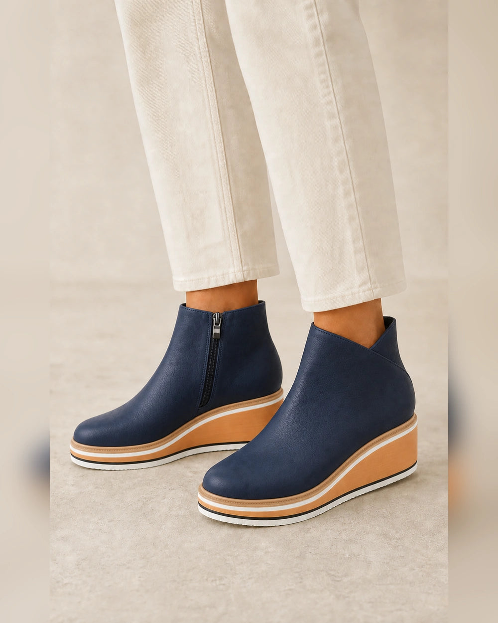 Casual Leather Ankle Boots, blue hero. — olga-blue-07-variant-hero.webp