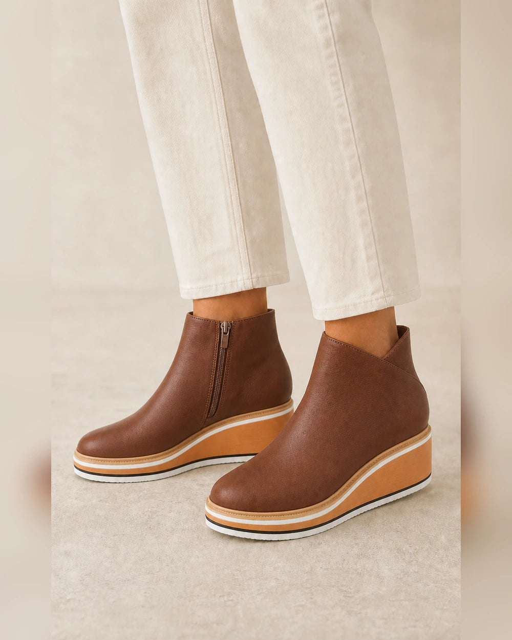 Casual Leather Ankle Boots, brown hero. — olga-brown-06-variant-hero.webp