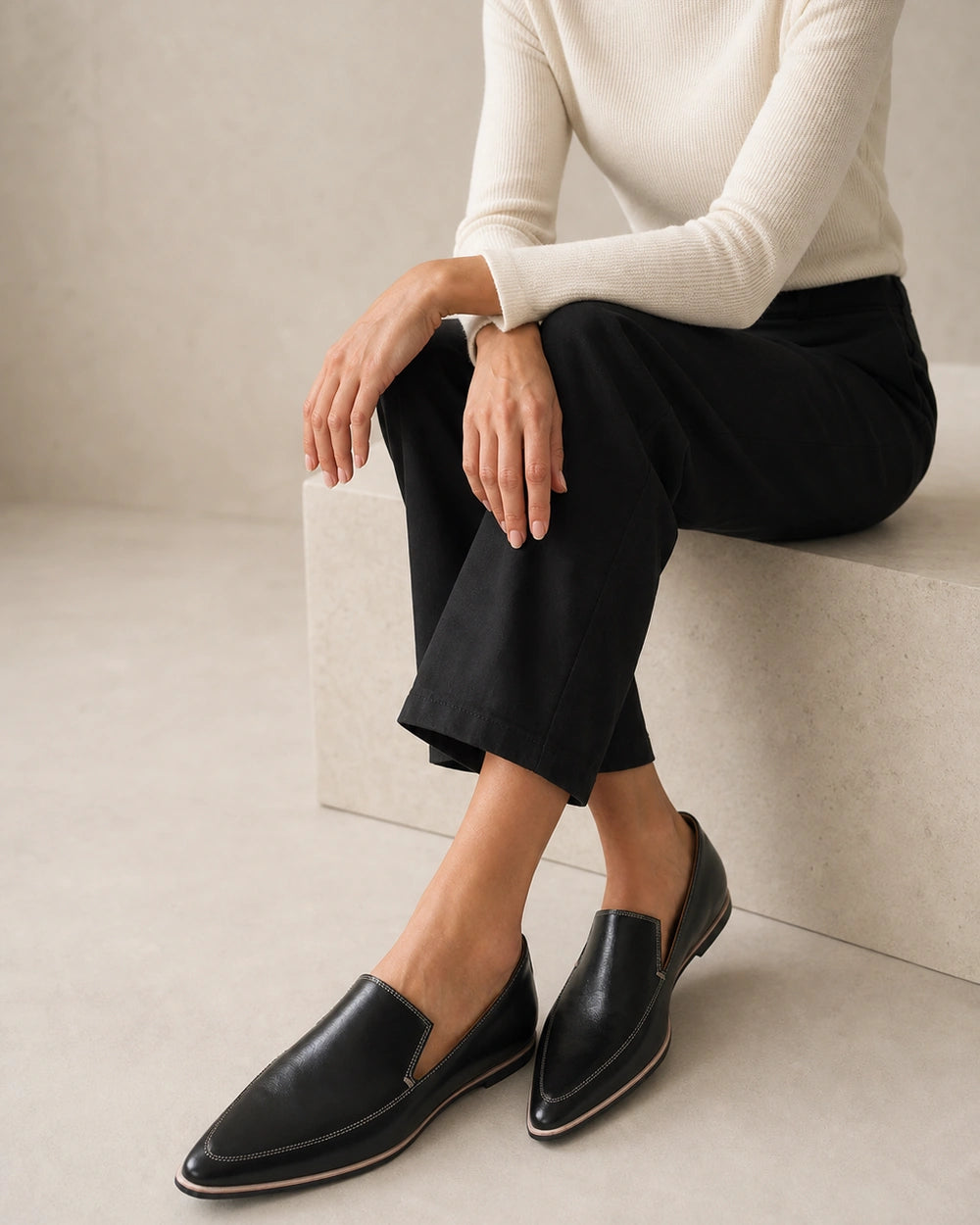 MINIMALIST-POINTED-QUALITY-REMAKE-2026-07-22 — pointed-toe-loafers-leather-slip-on-soft-flat-minimalist-black-07-seated-styling.webp