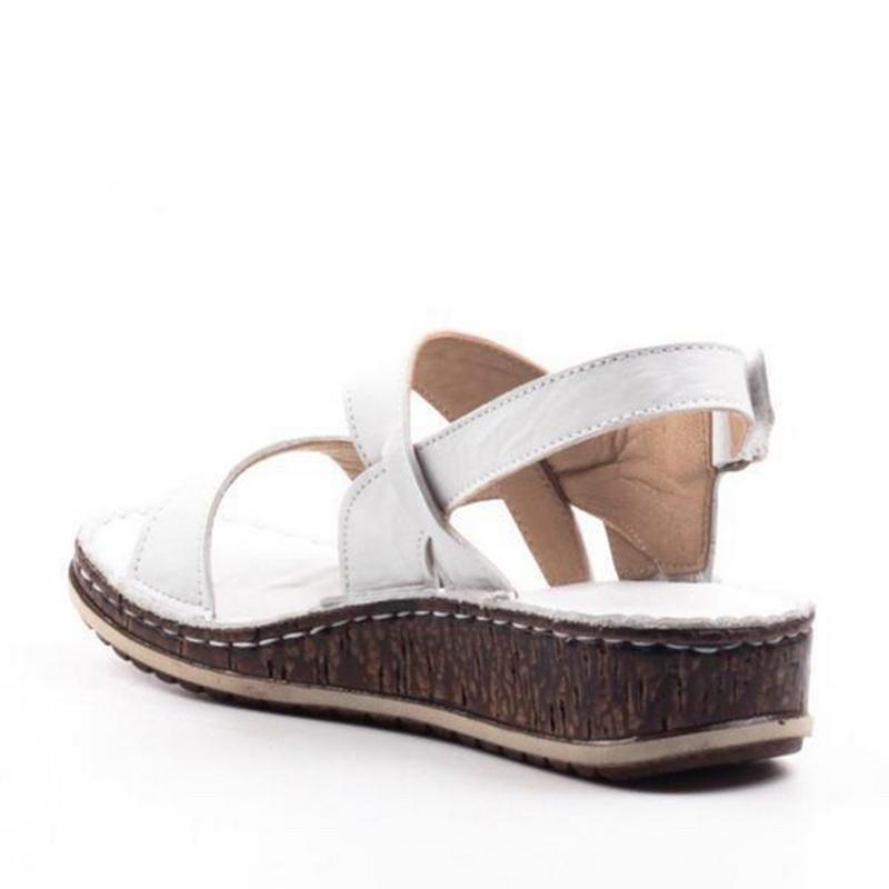 Momount Women Wedge Sandals – Brown Leather Peep-Toe Slingback Summer