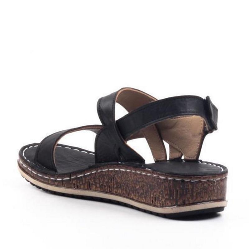 Momount Women Wedge Sandals – Brown Leather Peep-Toe Slingback Summer