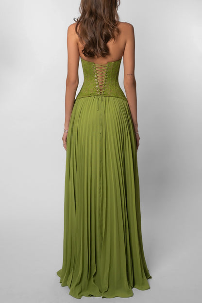 Cosima | Elegant Satin One Shoulder Cape Sleeveless Evening Maxi Dress