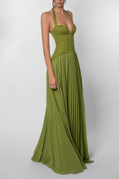 Cosima | Elegant Satin One Shoulder Cape Sleeveless Evening Maxi Dress