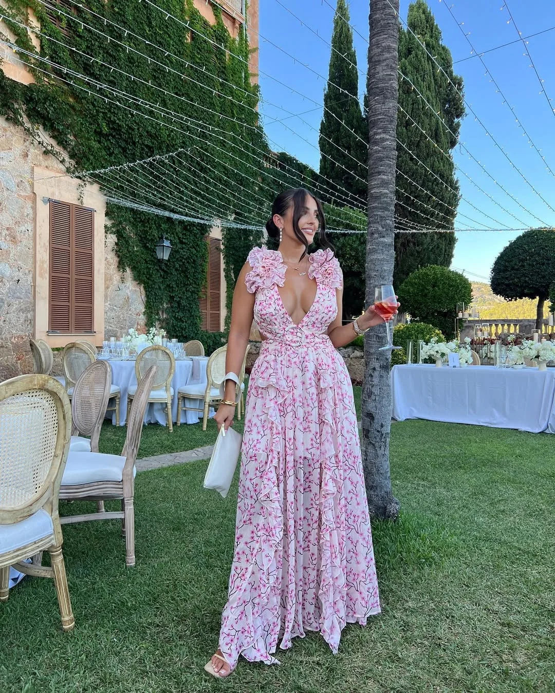 Citania | Floral Sleeveless V Neck Romantic Summer Maxi Dress