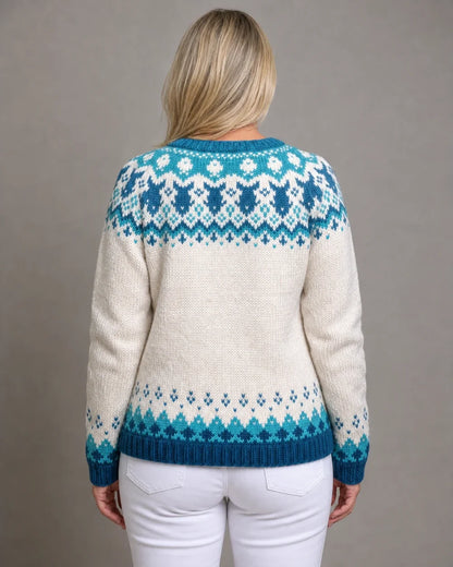 Eva vintage Fair-Isle cardigan for women, true back view