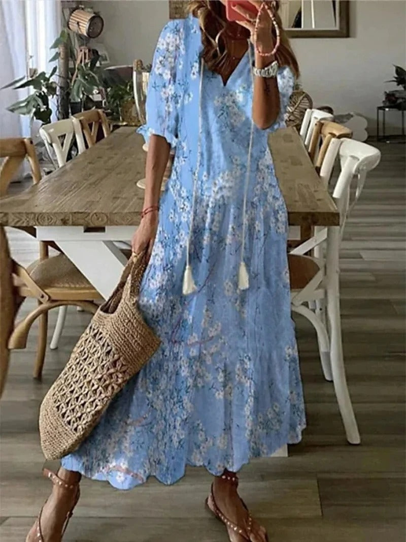 Isadora | Boho Floral Button Down Summer Maxi Dress