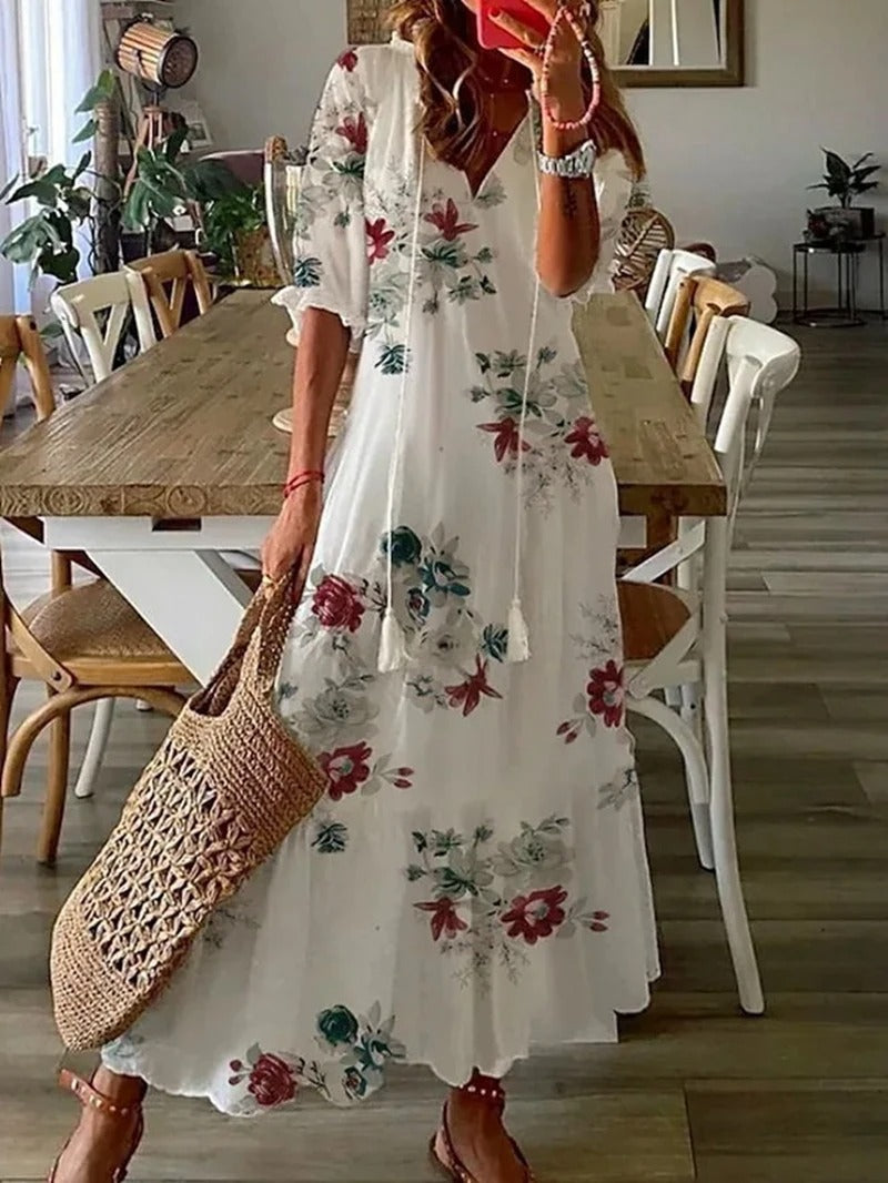Isadora | Boho Floral Button Down Summer Maxi Dress