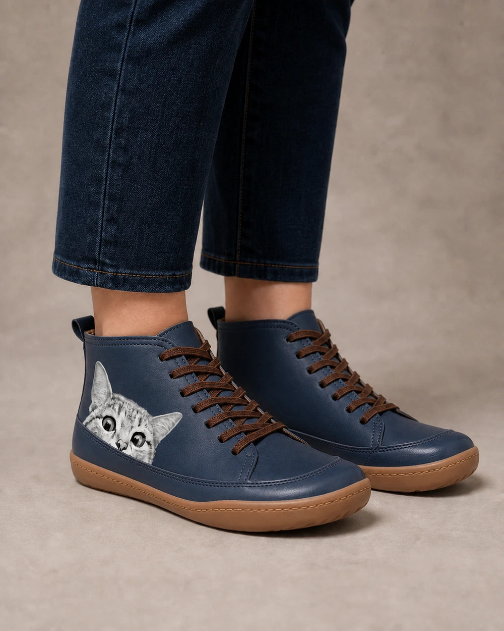 Cat Motif High-Top Casual Boots, blue hero. — velma-blue-08-variant-hero.webp
