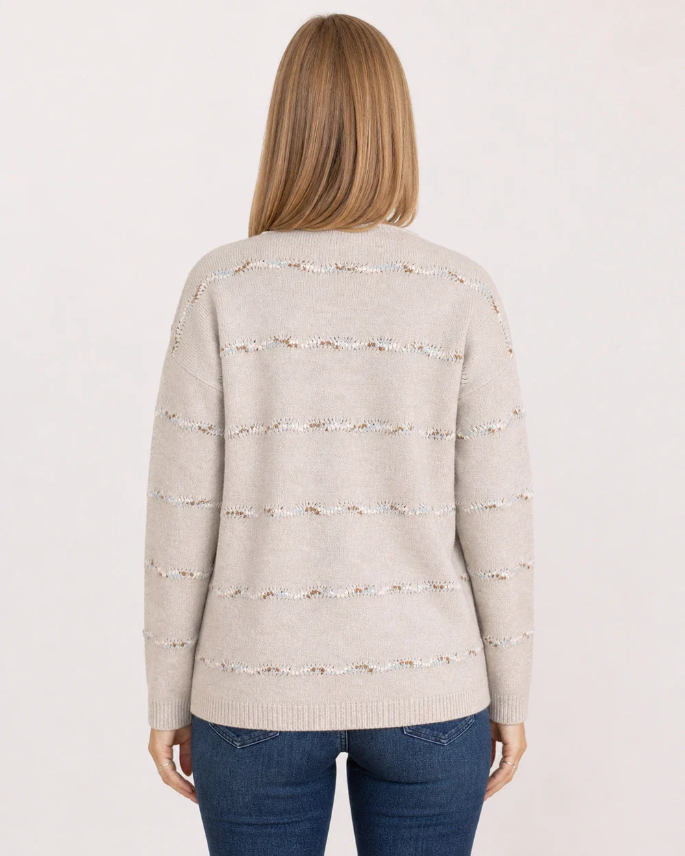 Popcorn-yarn open cardigan for women, true rear view