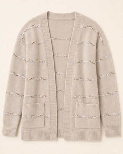 Popcorn-yarn open cardigan for women, product-only flat lay