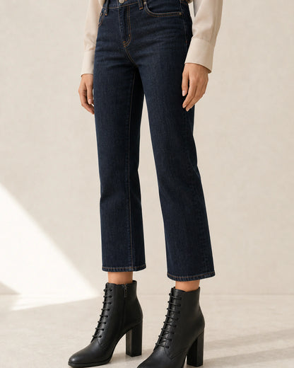 Women's black lace-up high-heel ankle boots, second styling view.