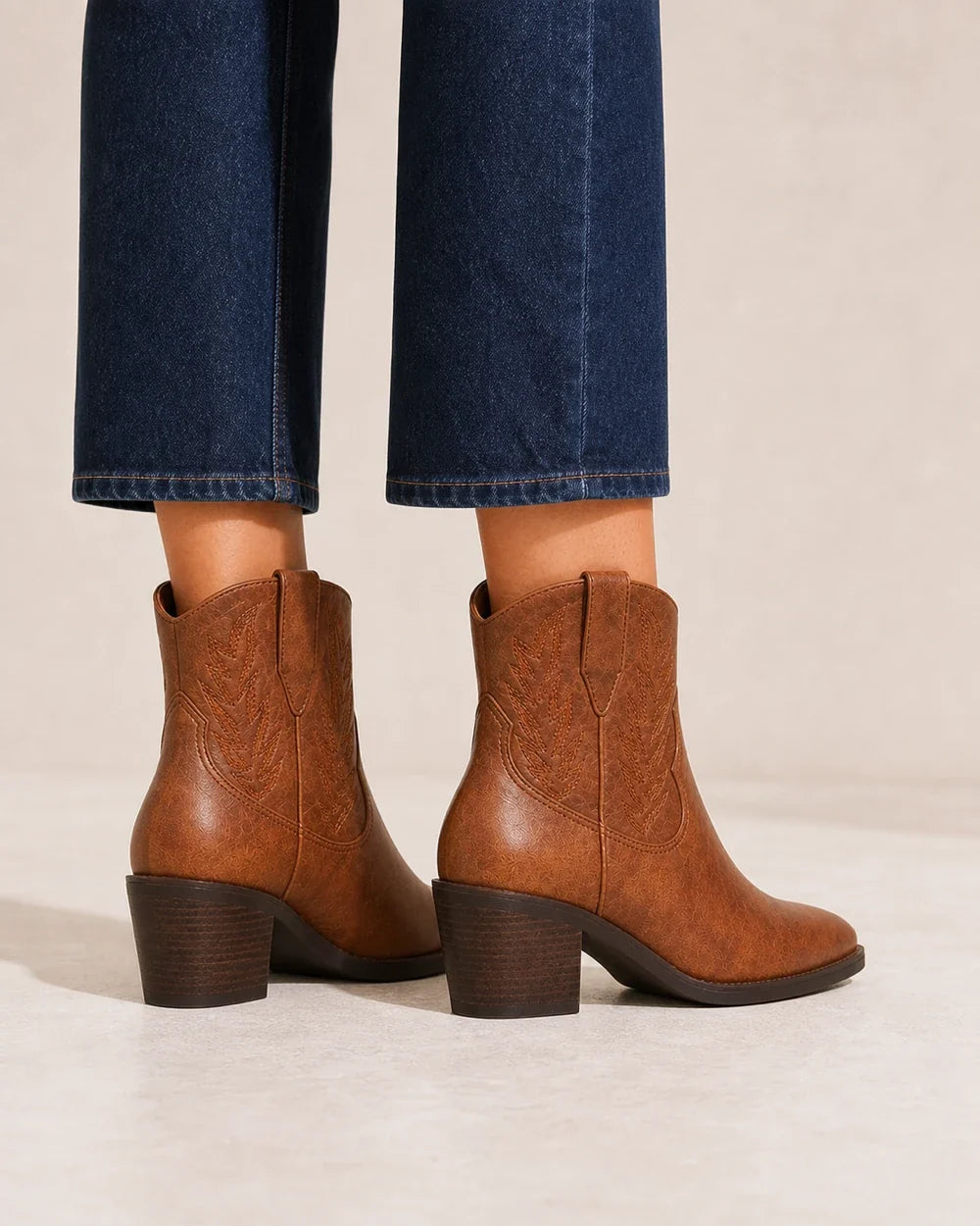 Bottines cowboy vintage marron femme – vue arrière