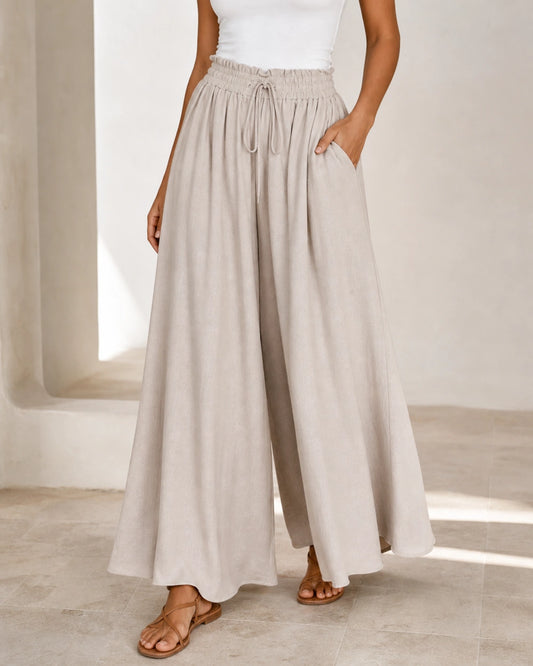 Pantalon femme taille haute à jambe large — image