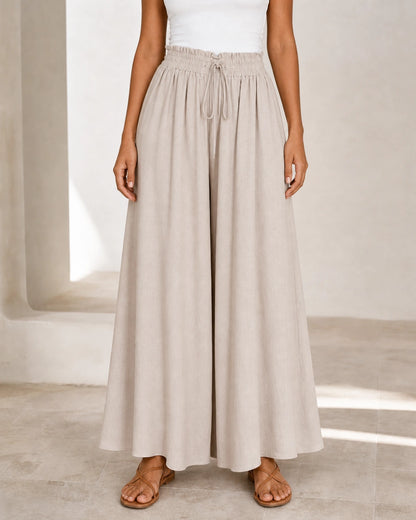 Pantalon femme taille haute à jambe large — image