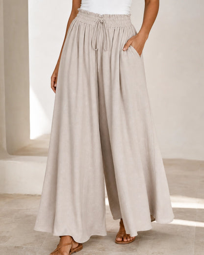 Pantalon femme taille haute à jambe large — image