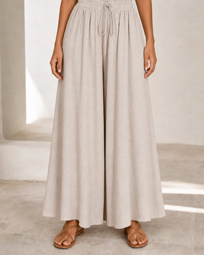 Pantalon femme taille haute à jambe large — image