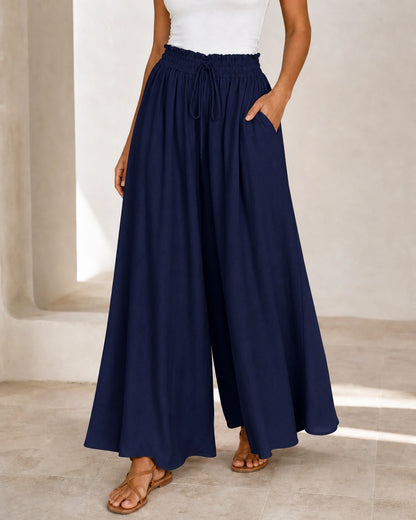Pantalon femme taille haute à jambe large — image