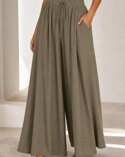 Pantalon femme taille haute à jambe large — image