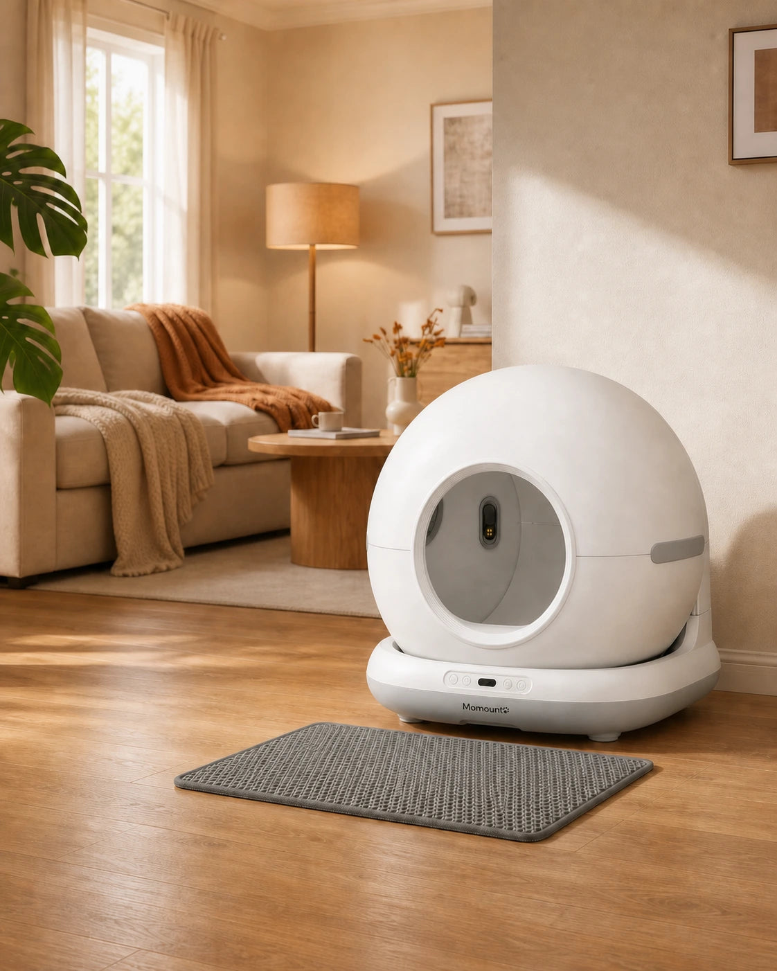 Litière Automatique pour Chat 72 L – Autonettoyante, Application et Capteurs de Sécurité, Blanc – vue 3