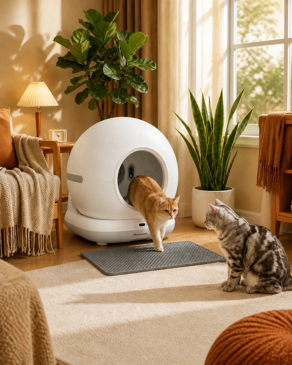 Litière Automatique pour Chat 72 L – Autonettoyante, Application et Capteurs de Sécurité, Blanc – vue 10