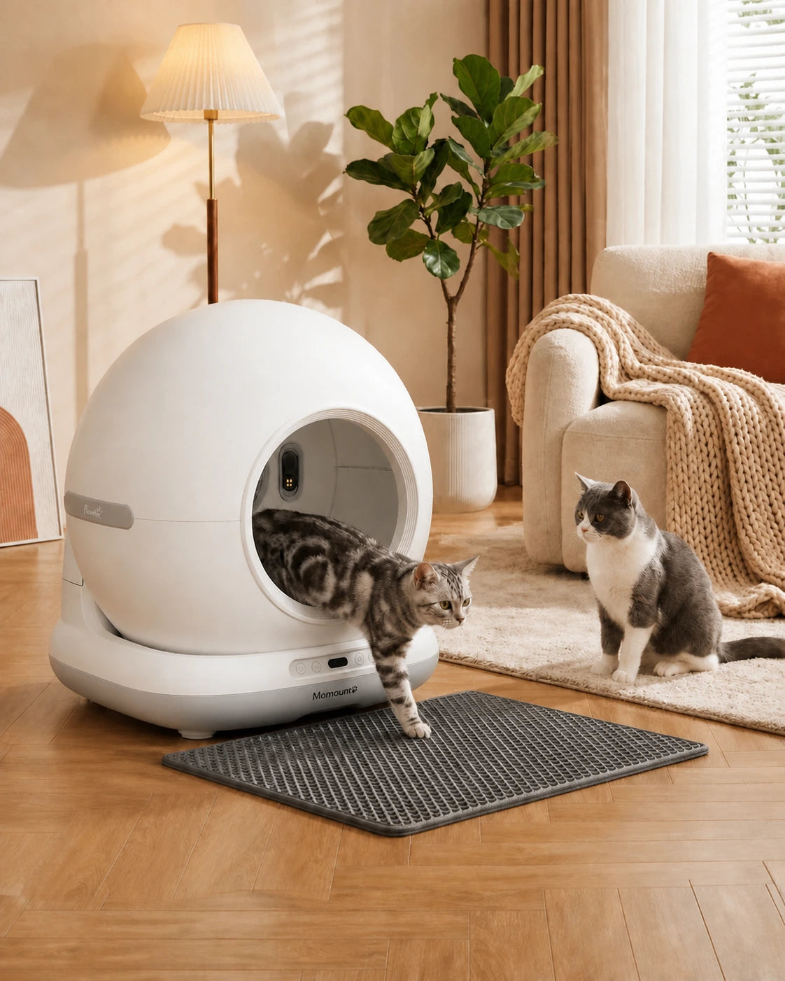 Litière Automatique pour Chat 72 L – Autonettoyante, Application et Capteurs de Sécurité, Blanc – vue 11