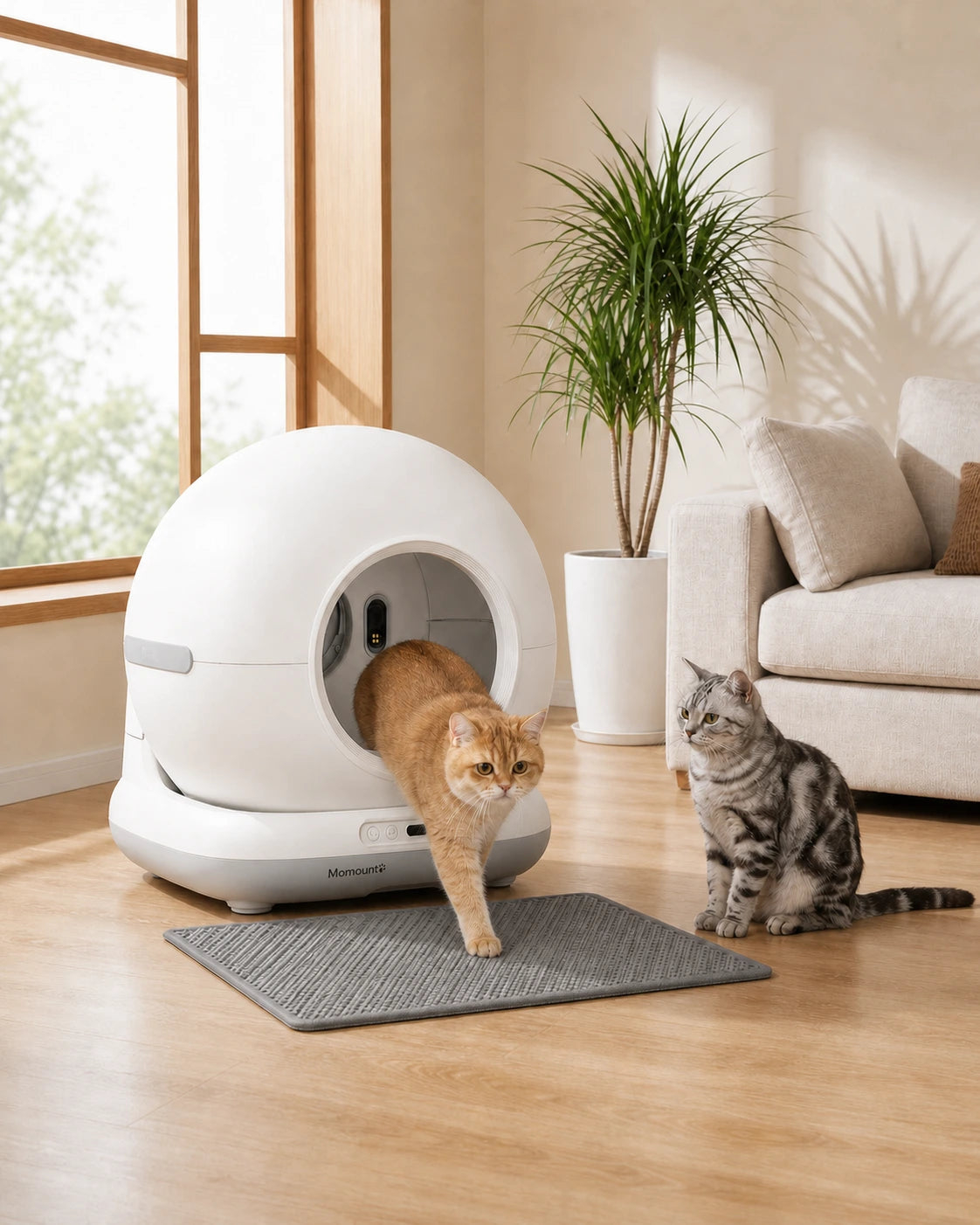 Litière Automatique pour Chat 72 L – Autonettoyante, Application et Capteurs de Sécurité, Blanc – vue 12